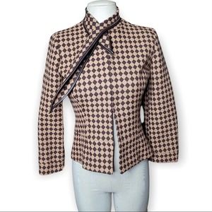 VINTAGE MARKUS LUPFER WOOL BROWN CHECKERED JACKET / BLAZER MEDIUM